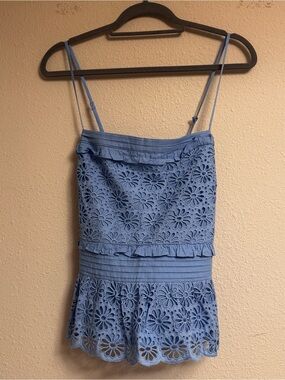 J. Crew Light Blue Eyelet Ruffle Camisole